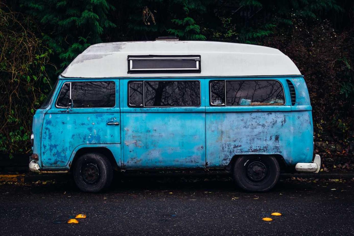 Old blue microbus